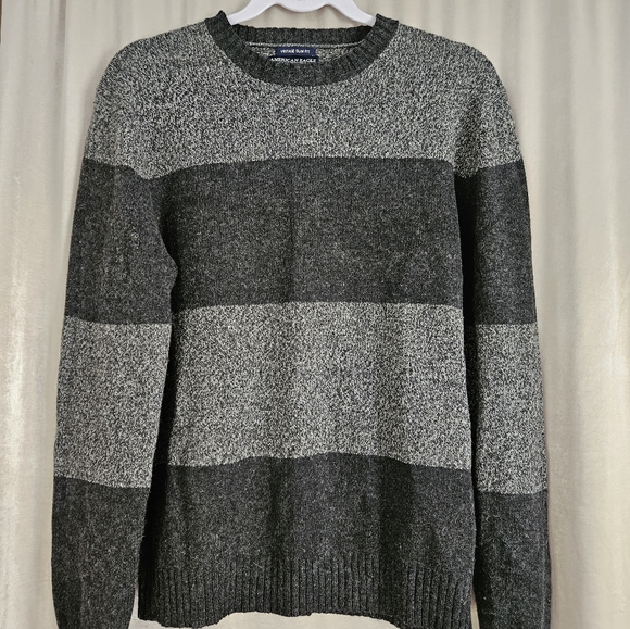 NWOT American Eagle gray striped wool blend Vintage slim sweater Mens Small - Picture 3 of 5